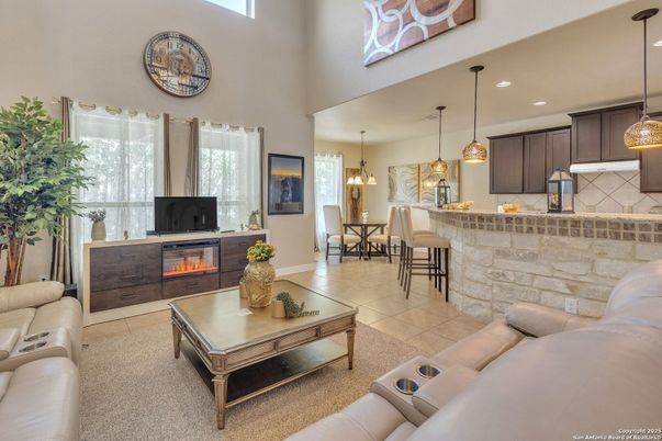 Dining room, Fireplace, Interior, Kitchen, Living room, Pendant Lights, Recessed Lighting