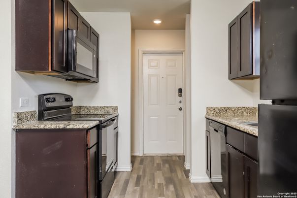 Interior, Kitchen, Recessed Lighting, Wood Texture Flooring