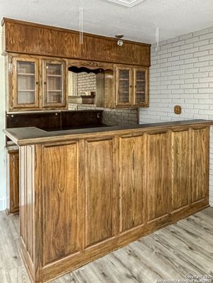 Interior, Kitchen, Stone Walls, Wood Texture Flooring