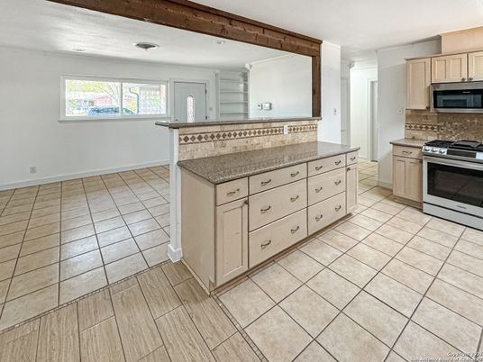 Interior, Kitchen, Recessed Lighting, Wooden Beams