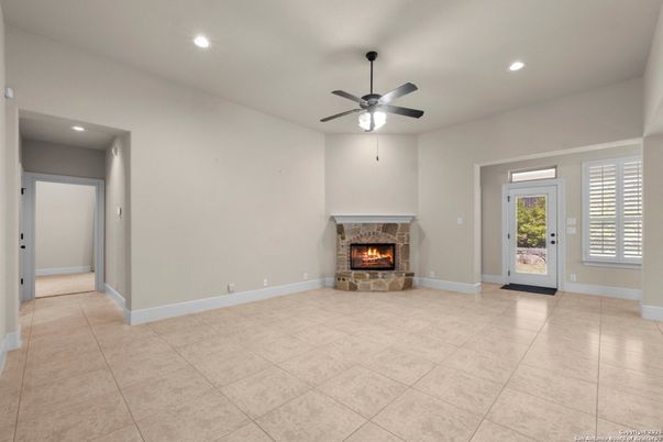 Empty room, Fireplace, Interior, Recessed Lighting
