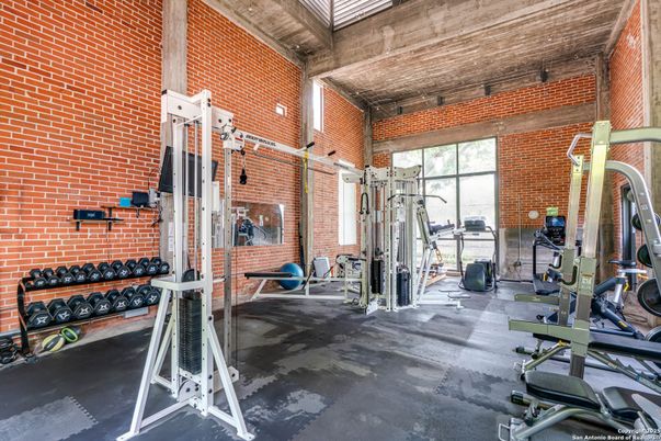 Fitness Equipment, Gym, Interior, Stone Walls
