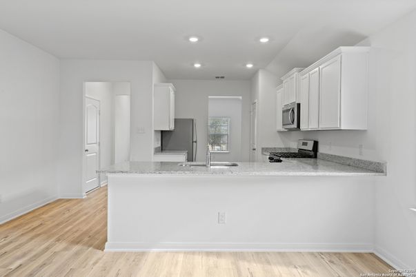 Interior, Kitchen, Recessed Lighting, Wood Texture Flooring