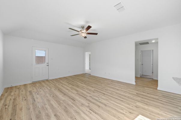 Empty room, Interior, Recessed Lighting, Wood Texture Flooring