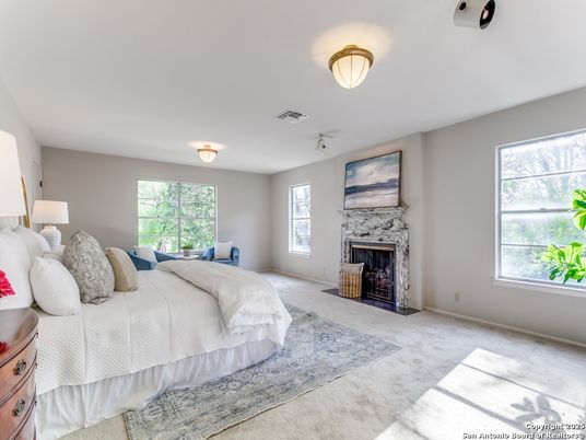 Bedroom, Fireplace, Interior