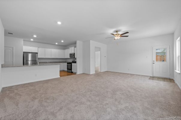 Empty room, Interior, Kitchen, Recessed Lighting, Stainless Steel Appliances