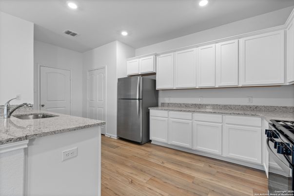 Interior, Kitchen, Recessed Lighting, Wood Texture Flooring