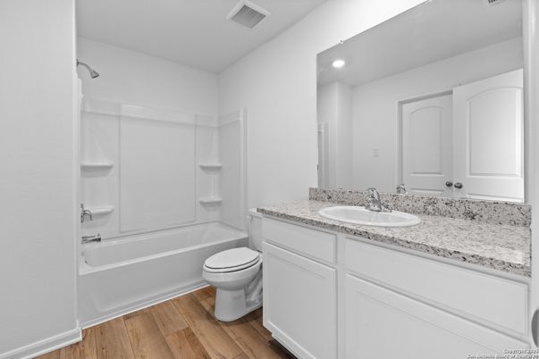 Bathroom, Interior, Recessed Lighting, Wood Texture Flooring