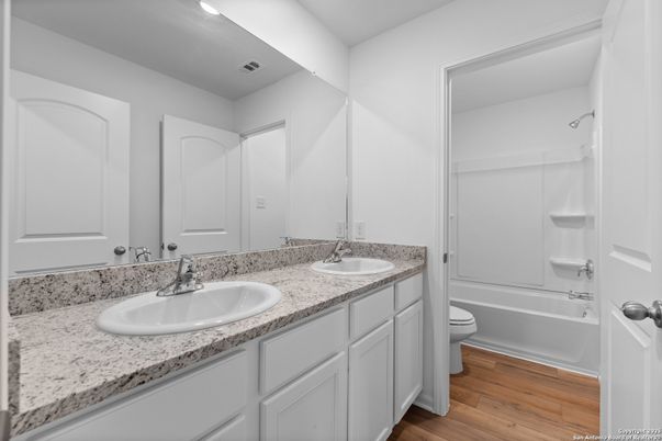 Bathroom, Dual Sink Vanities, Interior, Wood Texture Flooring