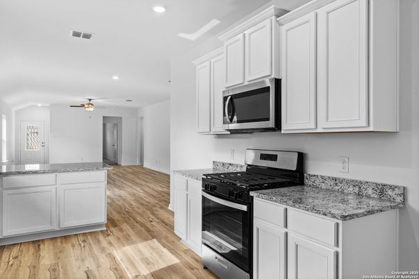 Interior, Kitchen, Recessed Lighting, Wood Texture Flooring