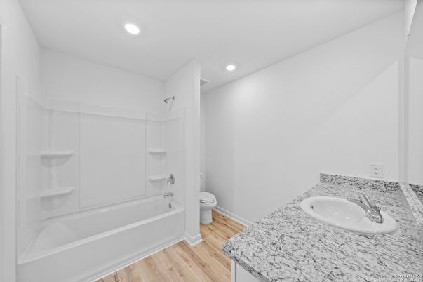 Bathroom, Interior, Recessed Lighting, Wood Texture Flooring
