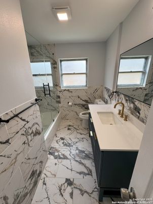 Bathroom, Glass Shower, Interior, Marble, Marble Walls