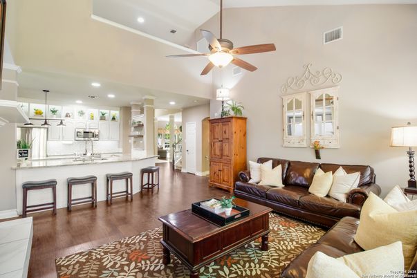 Interior, Kitchen, Living room, Recessed Lighting, Wood Texture Flooring