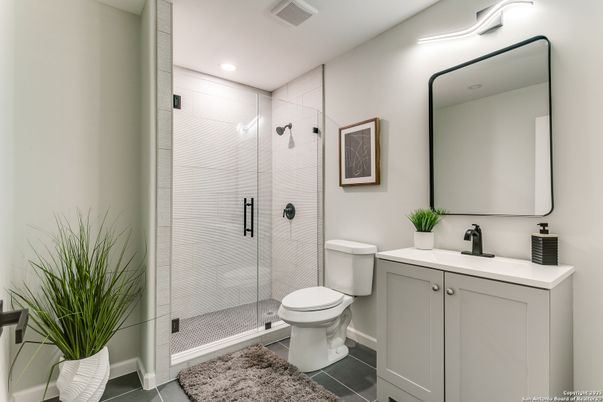 Bathroom, Glass Shower, Interior, Recessed Lighting