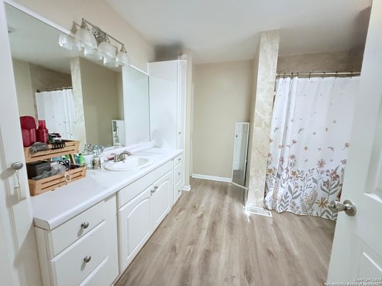 Bathroom, Dual Sink Vanities, Interior, Wood Texture Flooring