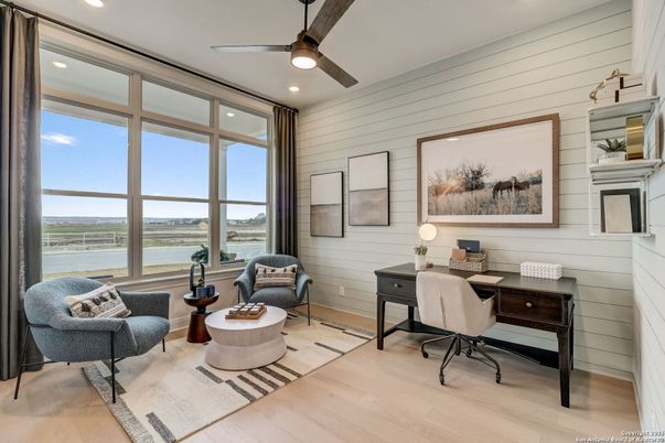Home Office, Interior, Recessed Lighting, Water, Wood Texture Flooring