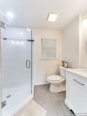 Bathroom, Glass Shower, Interior, Recessed Lighting