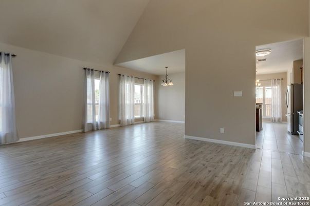 Empty room, Interior, Pendant Lights, Wood Texture Flooring