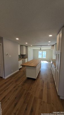 Interior, Kitchen, Recessed Lighting, Wood Texture Flooring