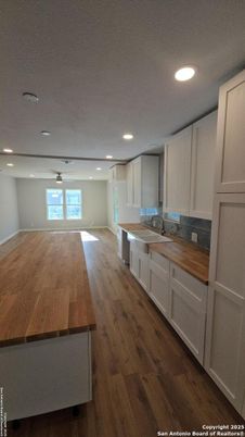 Interior, Kitchen, Recessed Lighting, Wood Texture Flooring