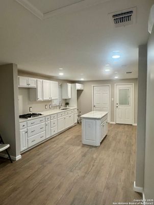 Interior, Kitchen, Recessed Lighting, Wood Texture Flooring
