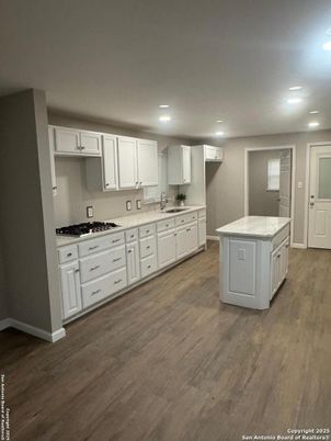 Interior, Kitchen, Recessed Lighting, Wood Texture Flooring