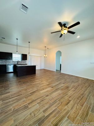 Interior, Kitchen, Pendant Lights, Recessed Lighting, Wood Texture Flooring