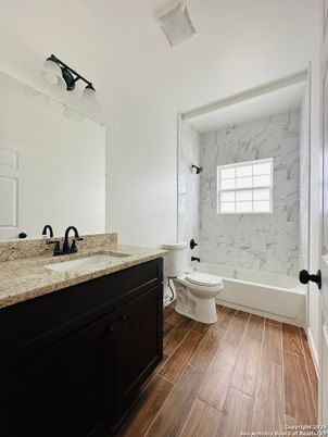 Bathroom, Interior, Marble Walls, Wood Texture Flooring