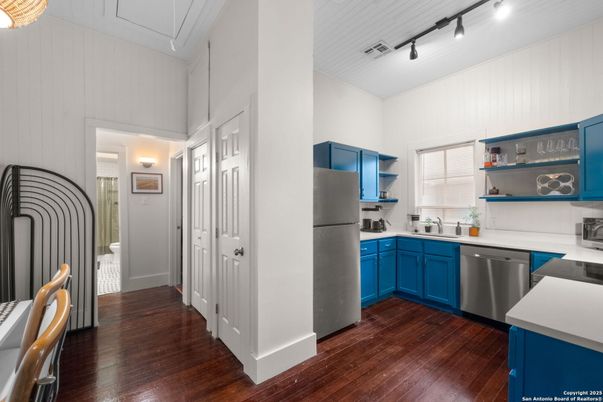 Interior, Kitchen, Stainless Steel Appliances, Wood Texture Flooring