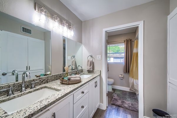 Bathroom, Dual Sink Vanities, Interior, Wood Texture Flooring