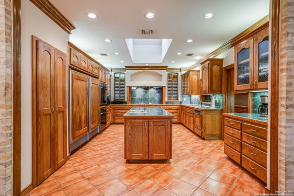 Interior, Kitchen, Recessed Lighting, Stone Walls