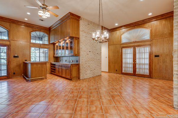 Chandelier, Interior, Recessed Lighting, Stone Walls