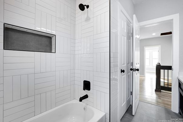 Bathroom, Interior, Recessed Lighting, Wood Texture Flooring