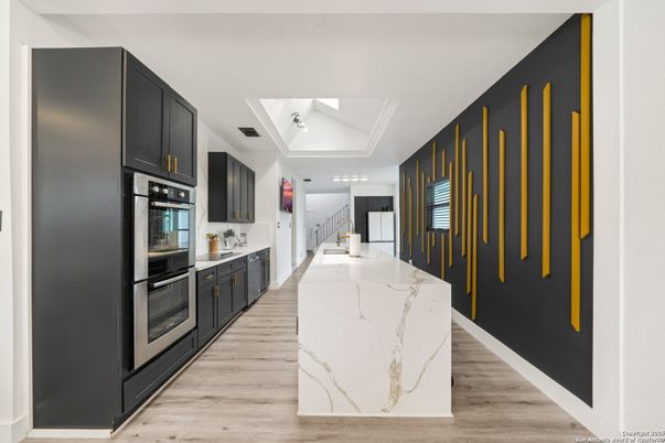 Interior, Kitchen, Recessed Lighting, Wood Texture Flooring