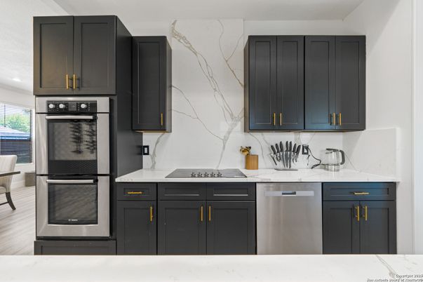 Interior, Kitchen, Marble Walls, Stainless Steel Appliances