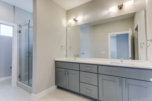 Bathroom, Dual Sink Vanities, Glass Shower, Interior