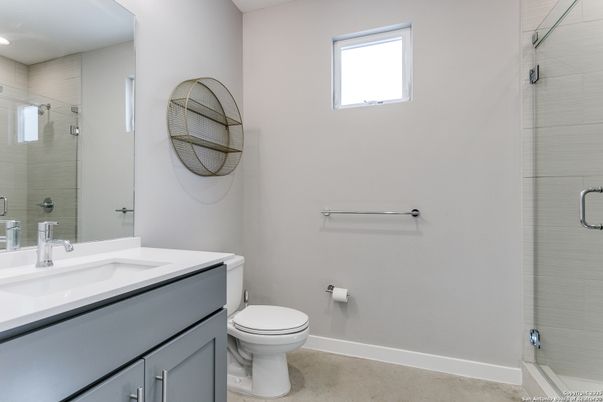Bathroom, Glass Shower, Interior, Recessed Lighting