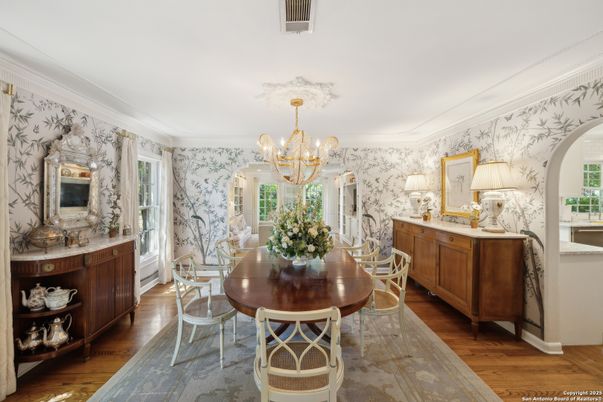 Chandelier, Dining room, Interior, Wood Texture Flooring