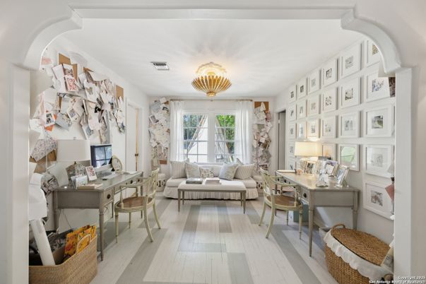 Chandelier, Home Office, Interior, Living room, Wood Texture Flooring