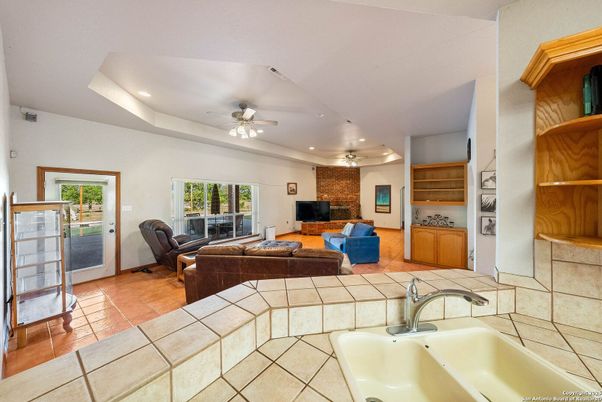 Interior, Living room, Recessed Lighting, Stone Walls