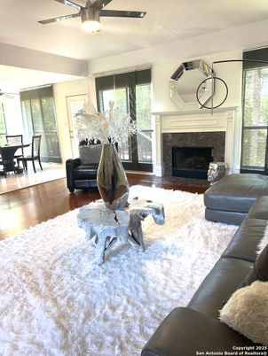 Dining room, Fireplace, Interior, Living room, Wood Texture Flooring