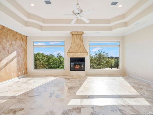 Empty room, Fireplace, Interior, Recessed Lighting