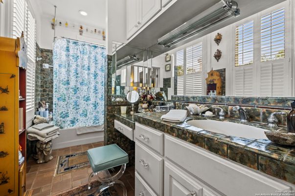 Bathroom, Dual Sink Vanities, Interior, Recessed Lighting, Tile Countertops