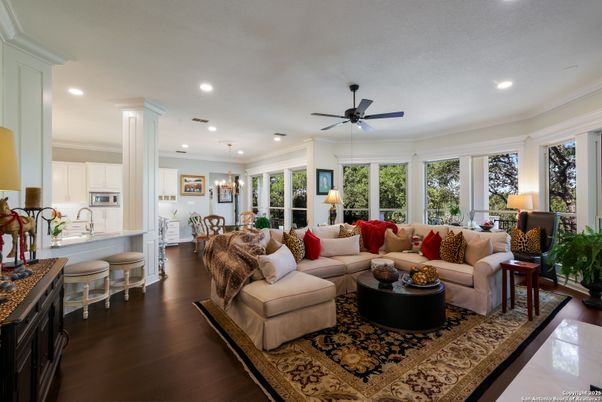 Dining room, Interior, Kitchen, Living room, Pendant Lights, Recessed Lighting, Wood Texture Flooring