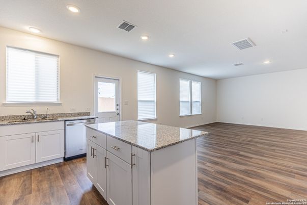 Interior, Kitchen, Recessed Lighting, Wood Texture Flooring