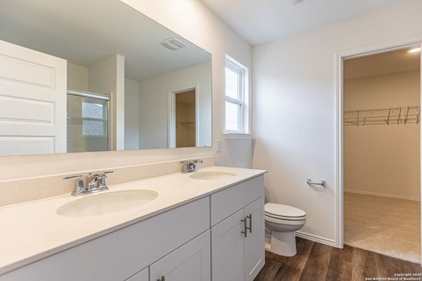Bathroom, Dual Sink Vanities, Interior, Wood Texture Flooring
