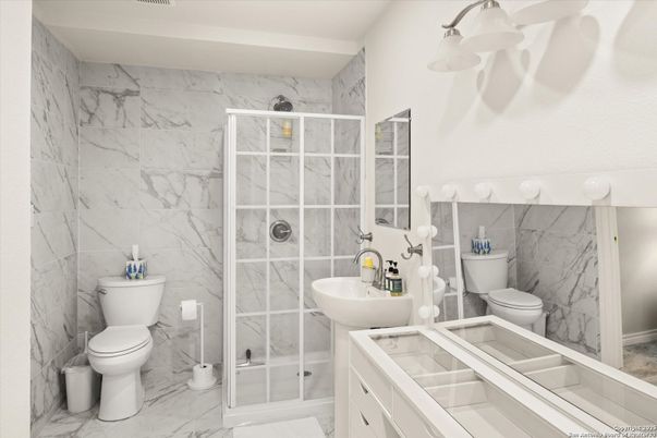 Bathroom, Glass Shower, Interior, Marble, Marble Walls