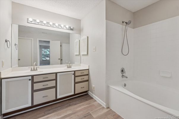 Bathroom, Dual Sink Vanities, Interior, Wood Texture Flooring