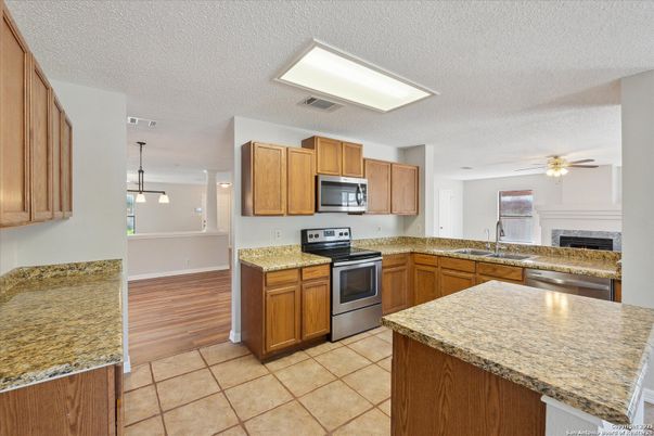 Interior, Kitchen, Pendant Lights, Recessed Lighting, Wood Texture Flooring