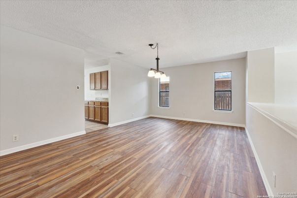 Empty room, Interior, Pendant Lights, Wood Texture Flooring
